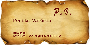 Porits Valéria névjegykártya